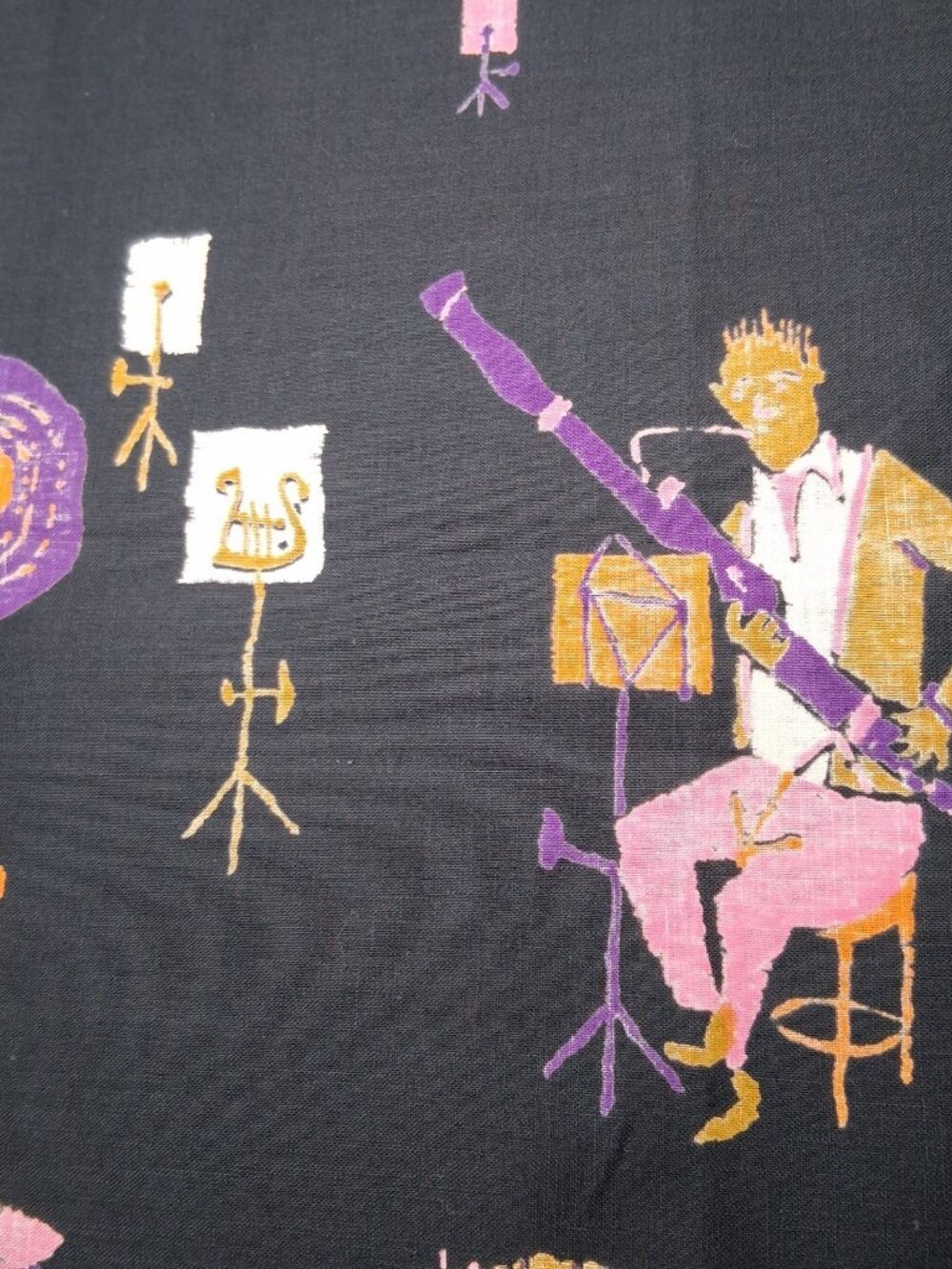 Vintage Robarre Fabrics Sewing Material Rock And Roll Jazz Band Musician 105" - Picture 16 of 16